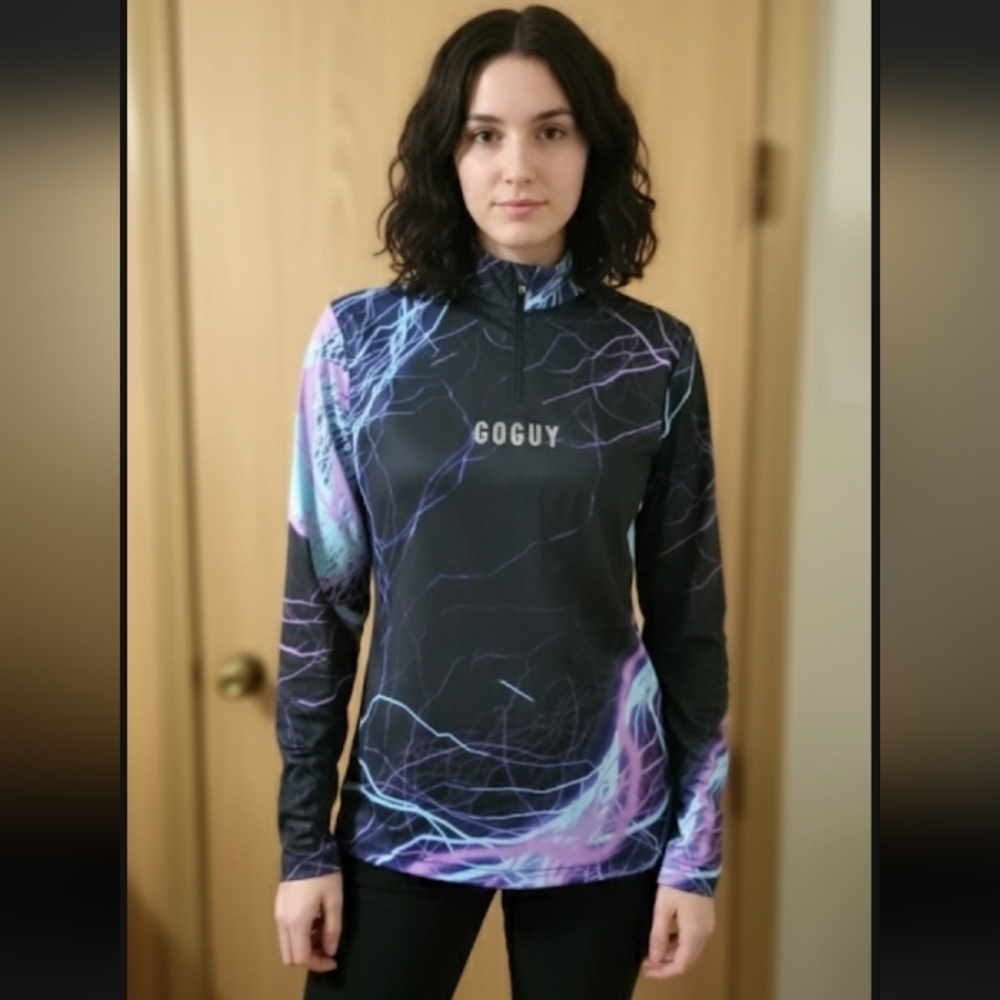 Goguy Long Sleeve Women's Large Active Wear Electric Print Shirt Unisex - Picture 1 of 7